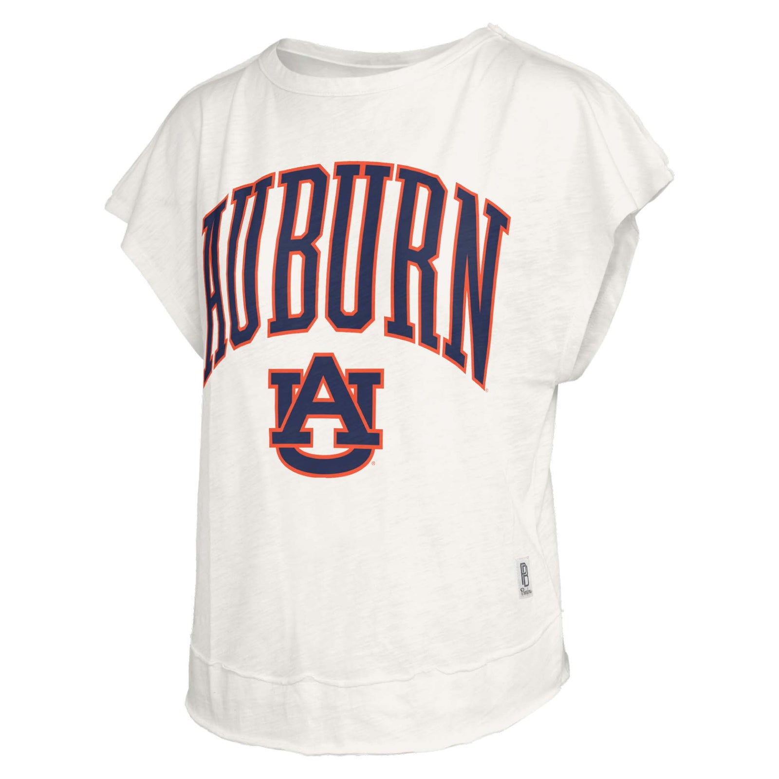 ivory t-shirt with 'Auburn' and logo on a white background