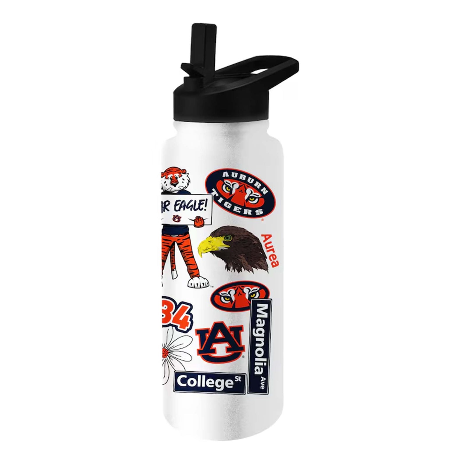 Auburn collage stainless steel flip straw water bottle.