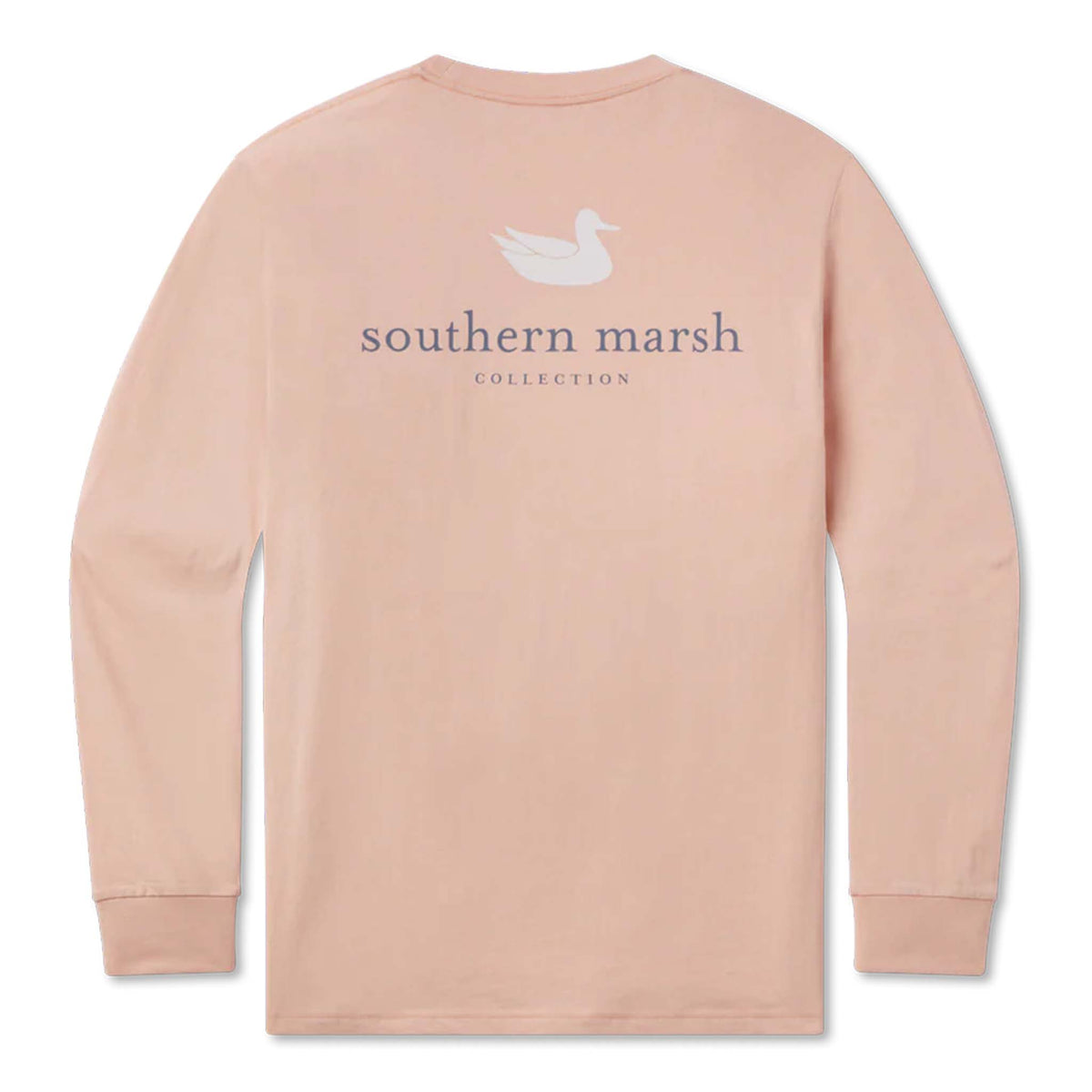 Pink long-sleeve shirt with 'southern marsh' logo on a white background
