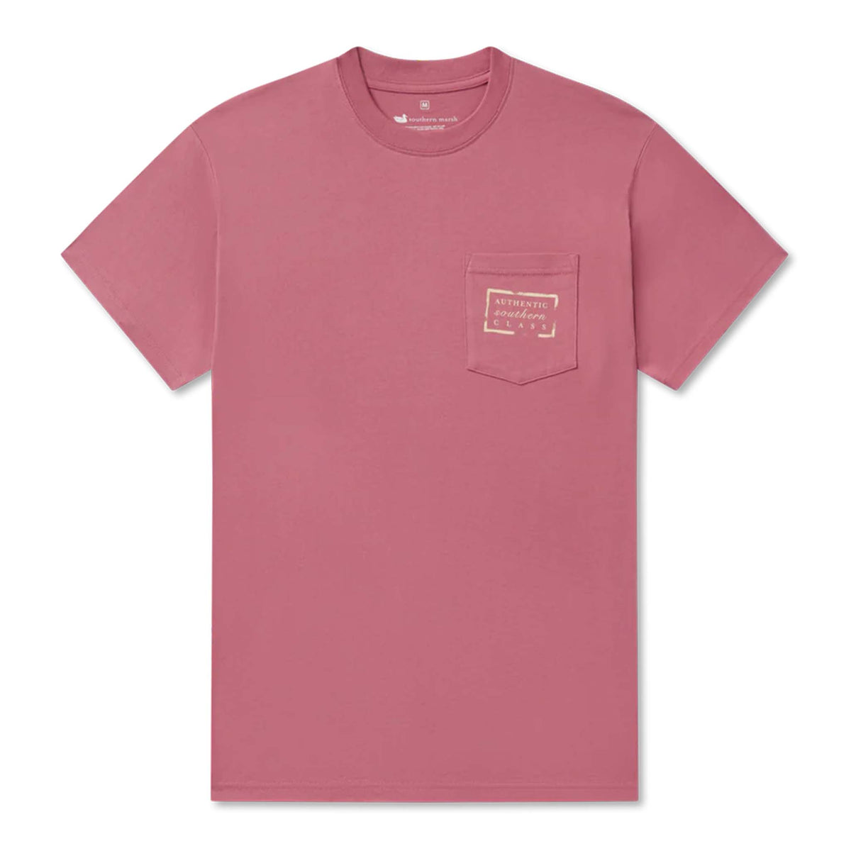 Southern Marsh Mulberry Pocket T-Shirt with chest pocket featuring "Authentic Southern Class" logo design.