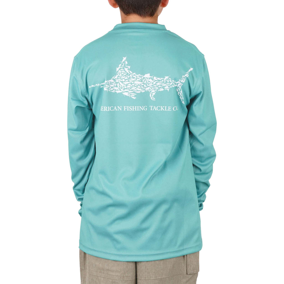aftco Youth SPF Fish Long Sleeve T-Shirt in sea green