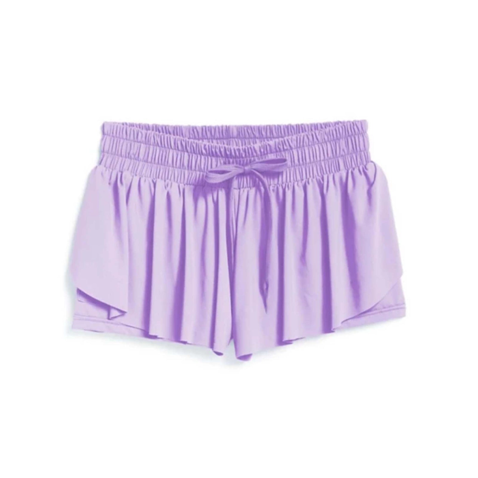 Suzette Women's Fly Away Shorts in Lavender, youth sizes S-L.
Perfect for summer wear, Suzette Collection's Fly Away shorts keep her cool and comfortably covered thanks to stretch-nylon fabric blend, pleated design and built-in compression shorts.
Stretchy nylon fabric blend
Elastic waistband with outer drawstring
Built-in compression shorts
Flowy, pleated design