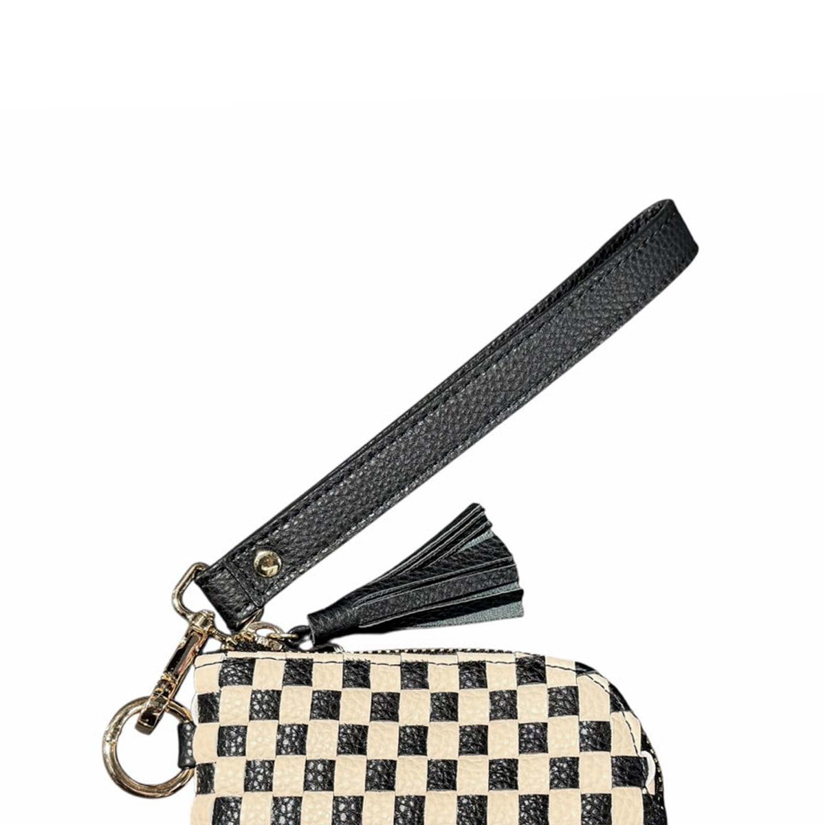 Pretty Simple Woven Wristlet in Black and Cream