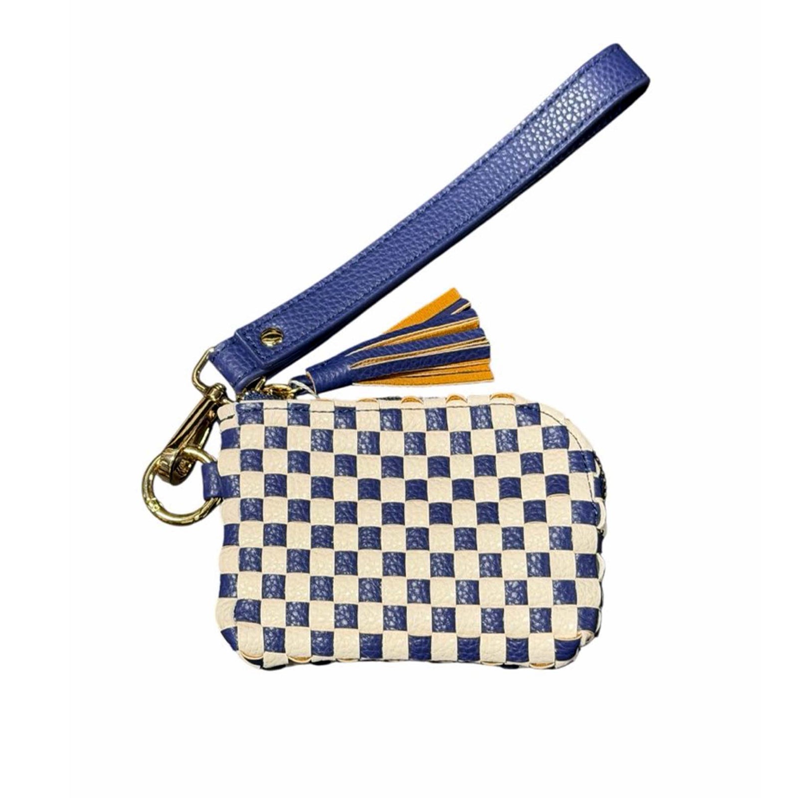 Pretty Simple Woven Wristlet in Navy and Cream