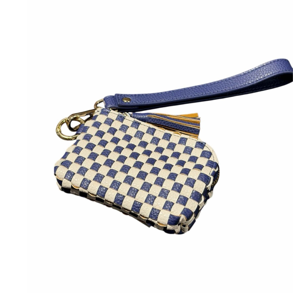 Pretty Simple Woven Wristlet in Navy and Cream