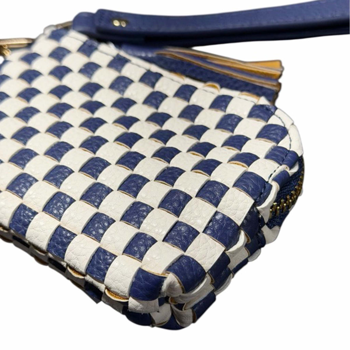 Pretty Simple Woven Wristlet in Navy and Cream