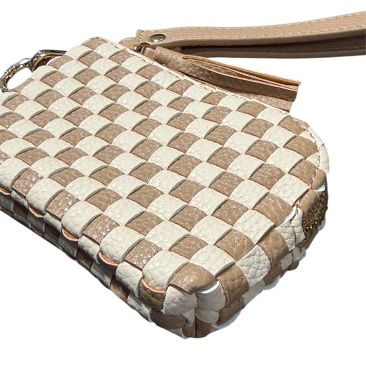 Woven Wristlet in Tan and Cream by Pretty Simple
