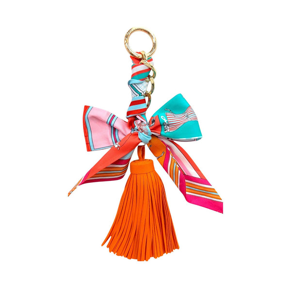 Multicolor Bow and Tassel Purse Charm Keychain
