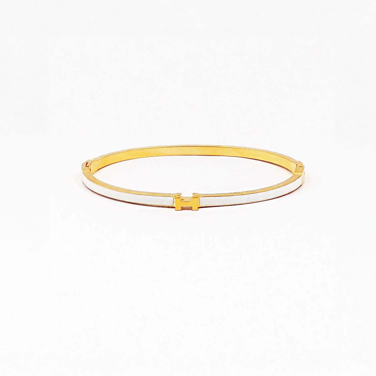 White Enamel and Gold Bracelet by blanche designs