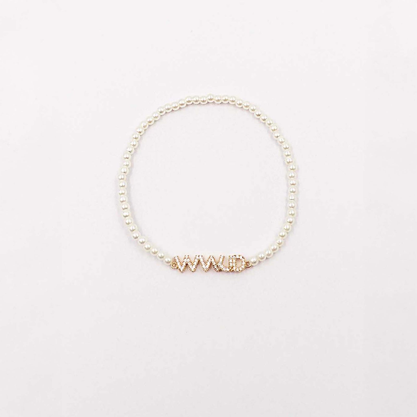 WWJD Pearl Strand Stretch Bracelet by blanche designs