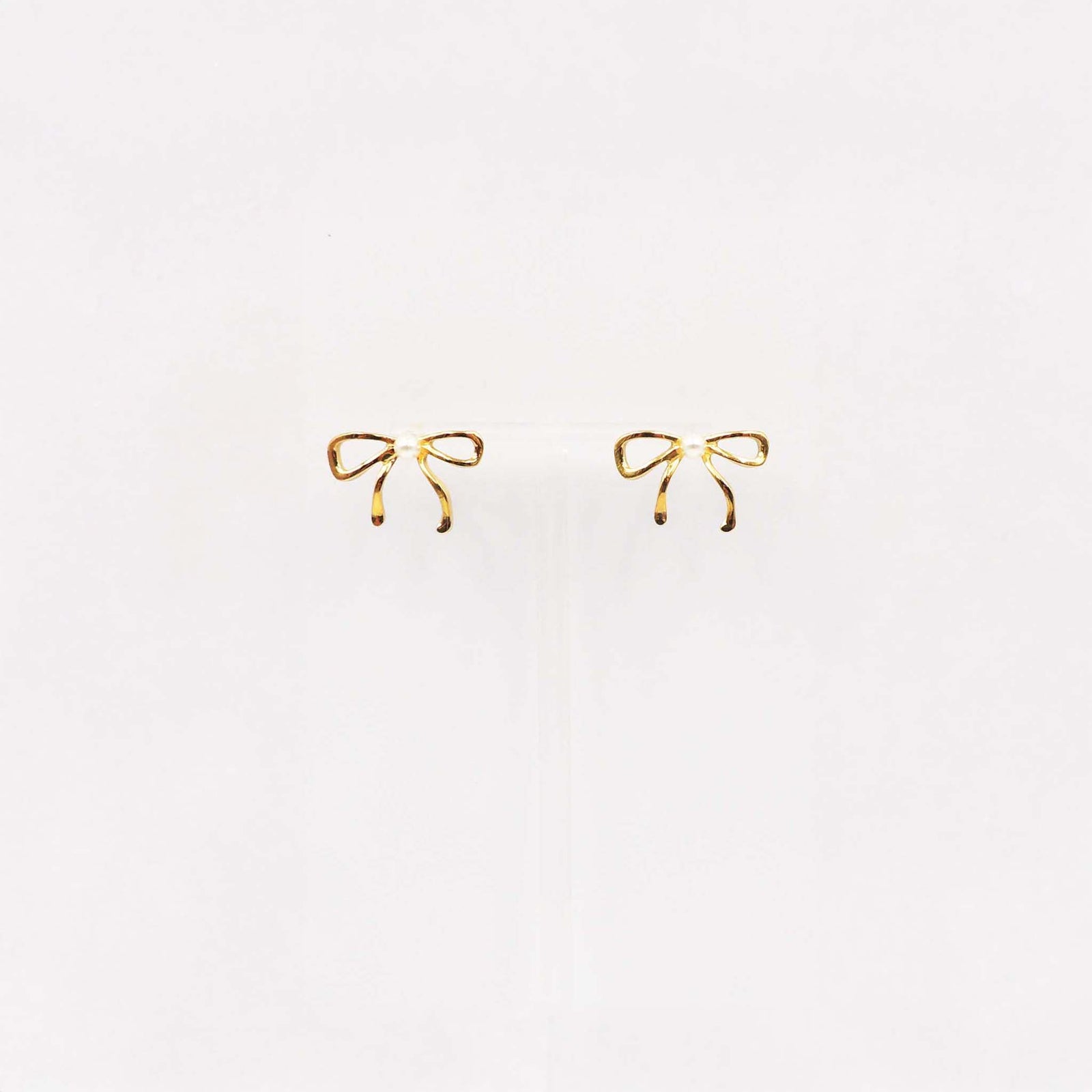 Bow Pearl Point Stud Earrings by Blanche Designs