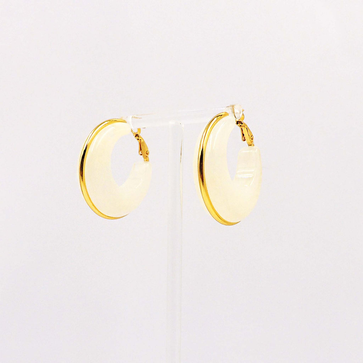 Thick Ivory Acrylic Hoop Earrings