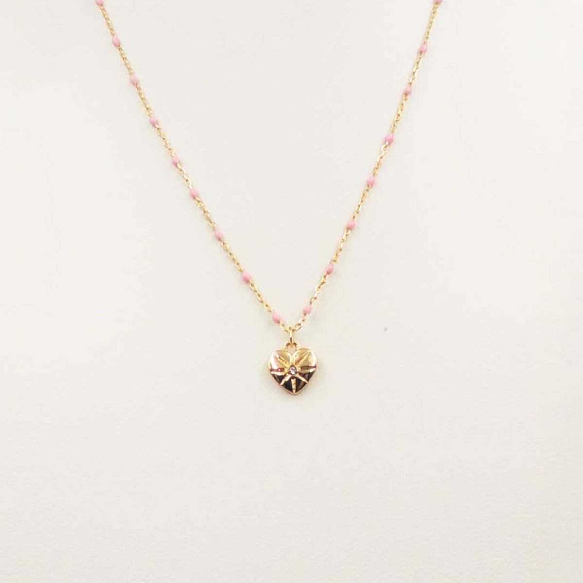 Mini Heart Gold and Pink Chain Necklace by Blanche Designs