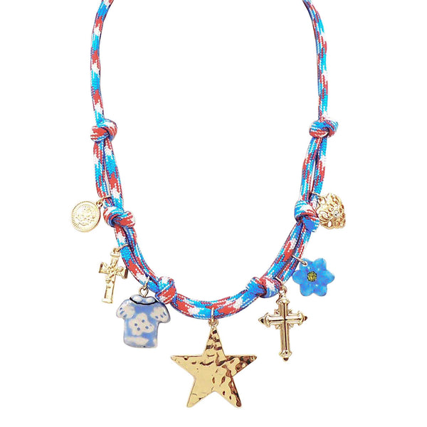 Red, White, and Blue Rope Charm Necklace