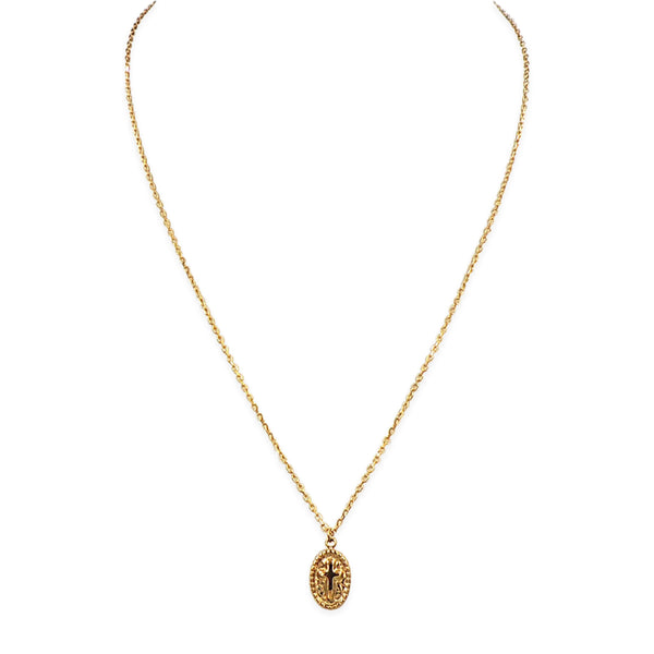 Gold Cross Medallion Pendant Necklace