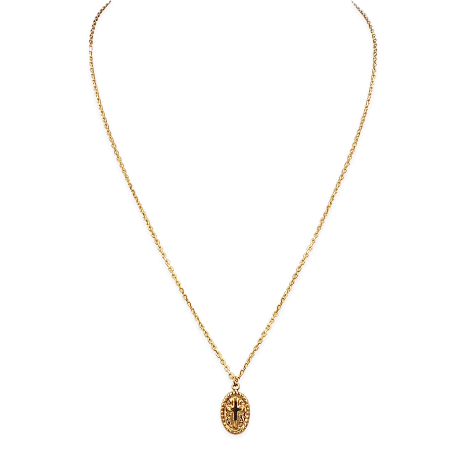 Gold Cross Medallion Pendant Necklace