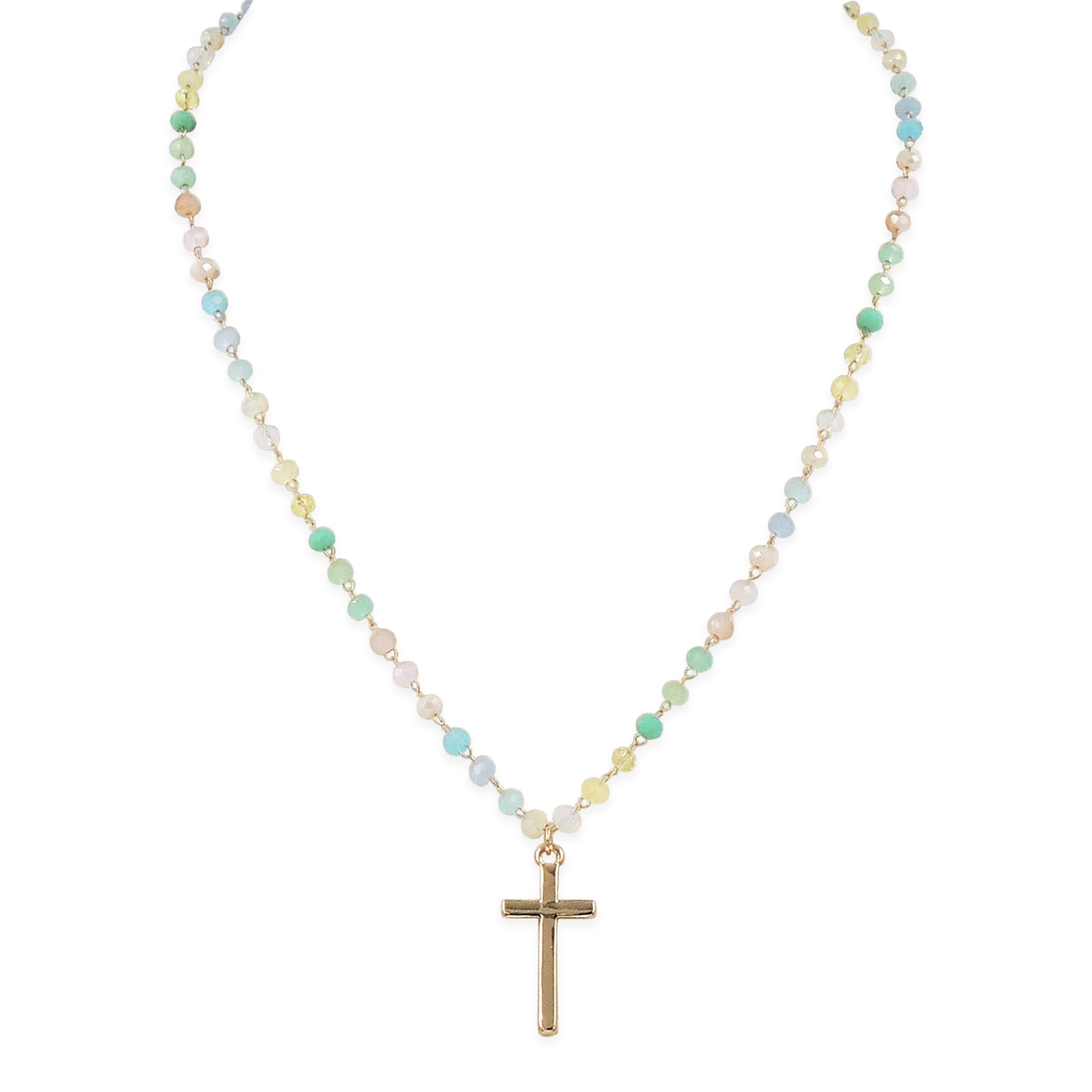 Pastel Beaded Cross Necklace