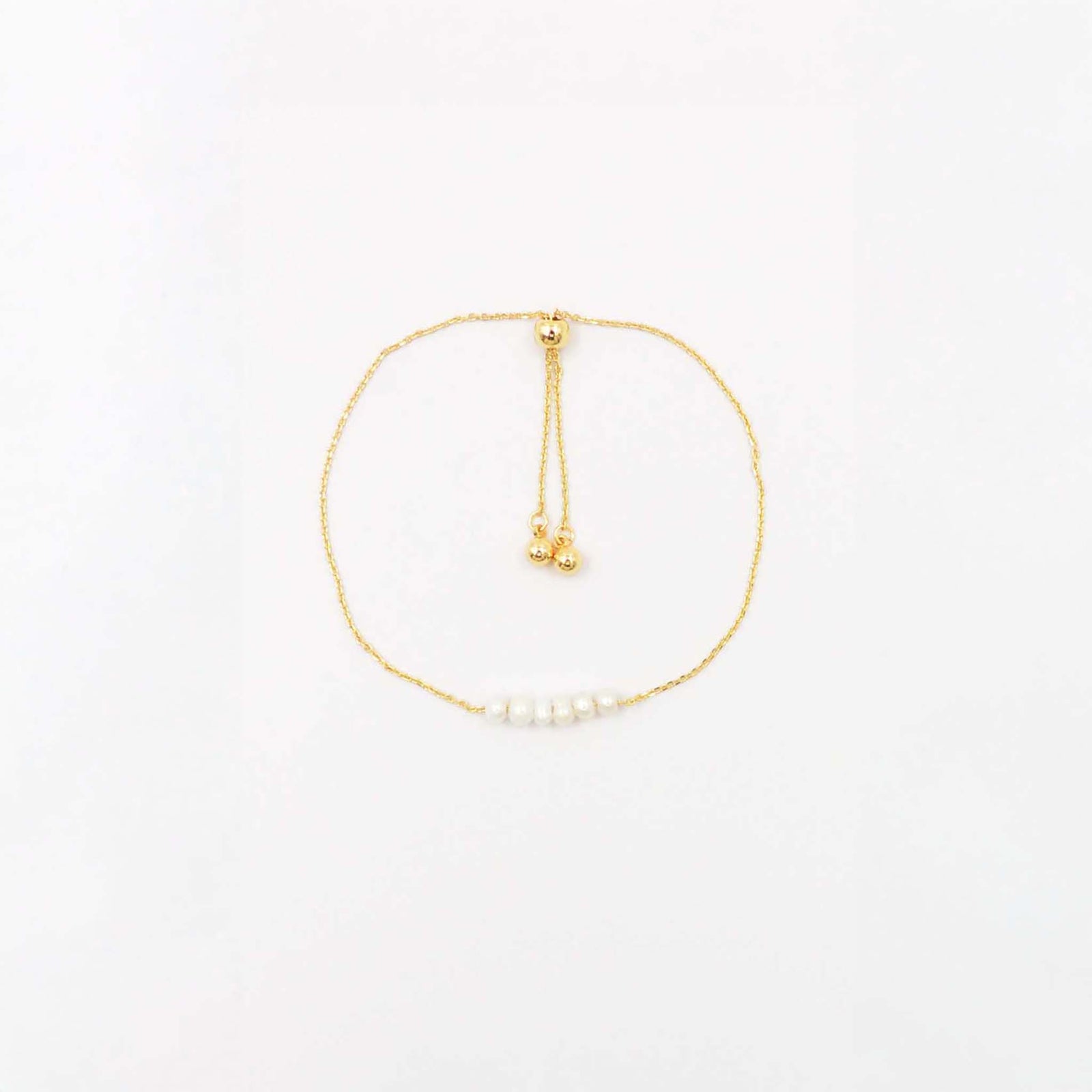 Pearl and Gold Pull Chain Bracelet