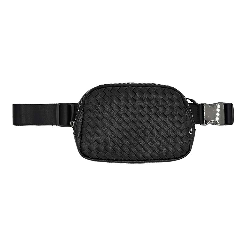 Black Basketweave Belt Bag