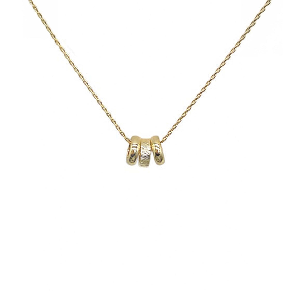 Triple Ring Pendant Gold Necklace by Blanche Designs