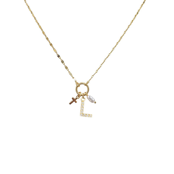 Gold Initial Charm Necklace