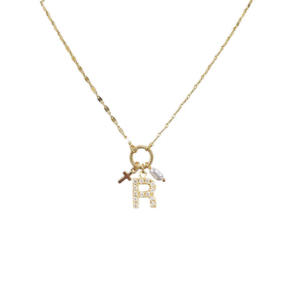 Gold Initial Charm Necklace