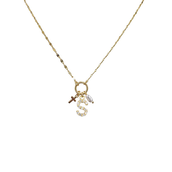 Gold Initial Charm Necklace