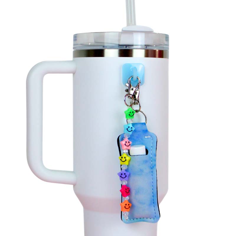 Blue Tiedye Holder with Stars Water Bottle Charm