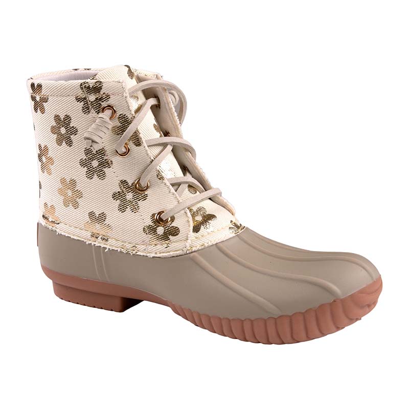 White Flower Duck Boots