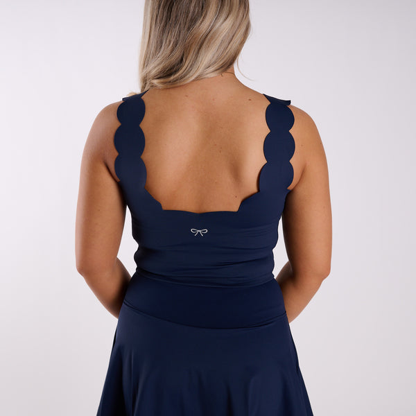 Scallop V-Neck Brami in Navy
