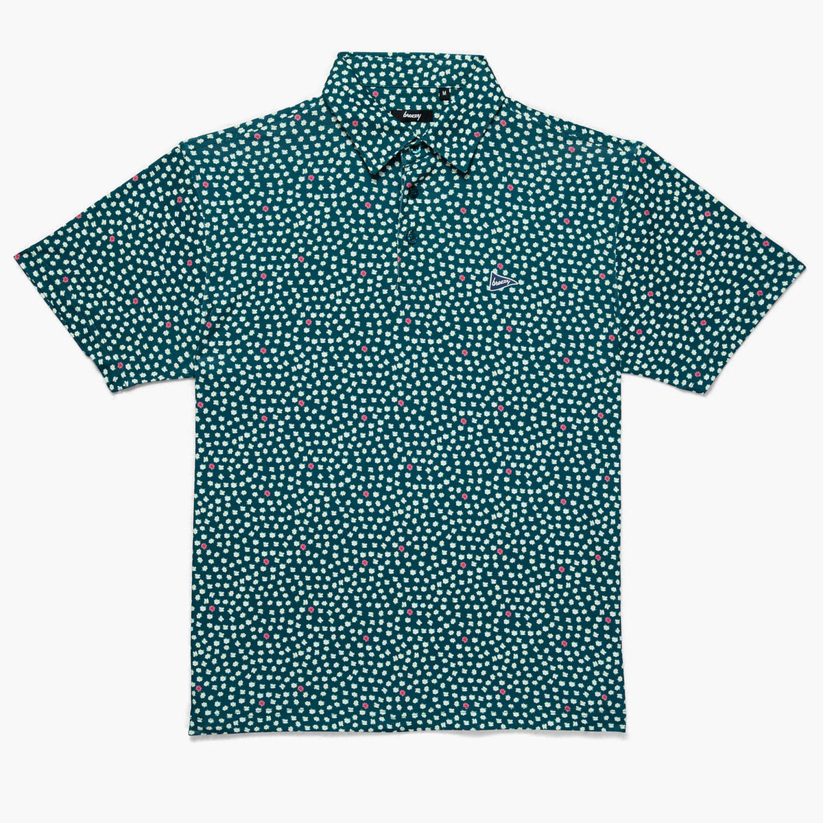 Green patterned shirt on a white background