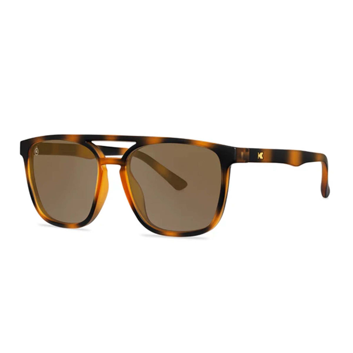 Front view of tortoise brown sunglasses.