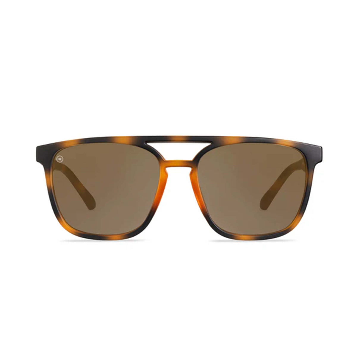Front view of tortoise brown sunglasses.