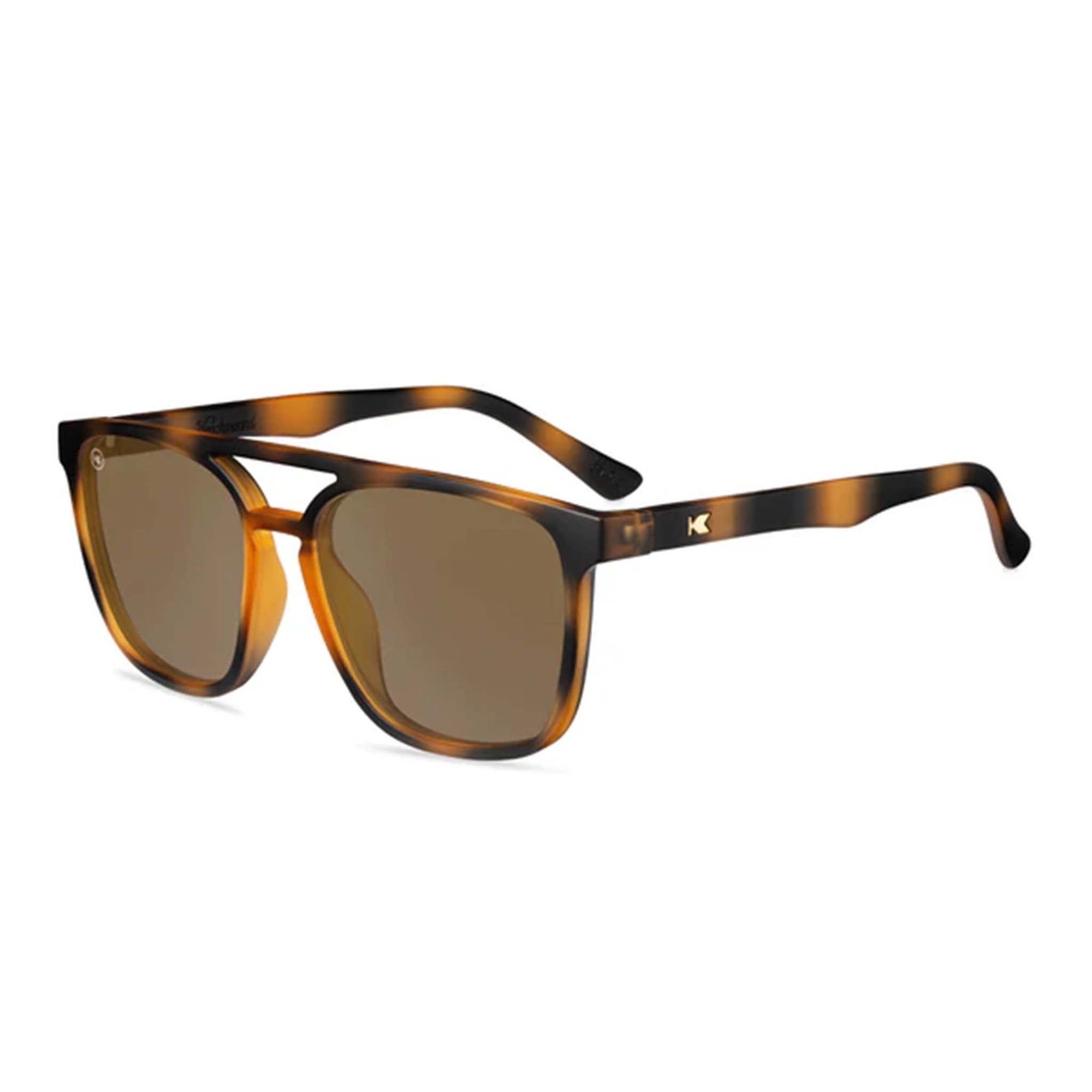 Front view of tortoise brown sunglasses.