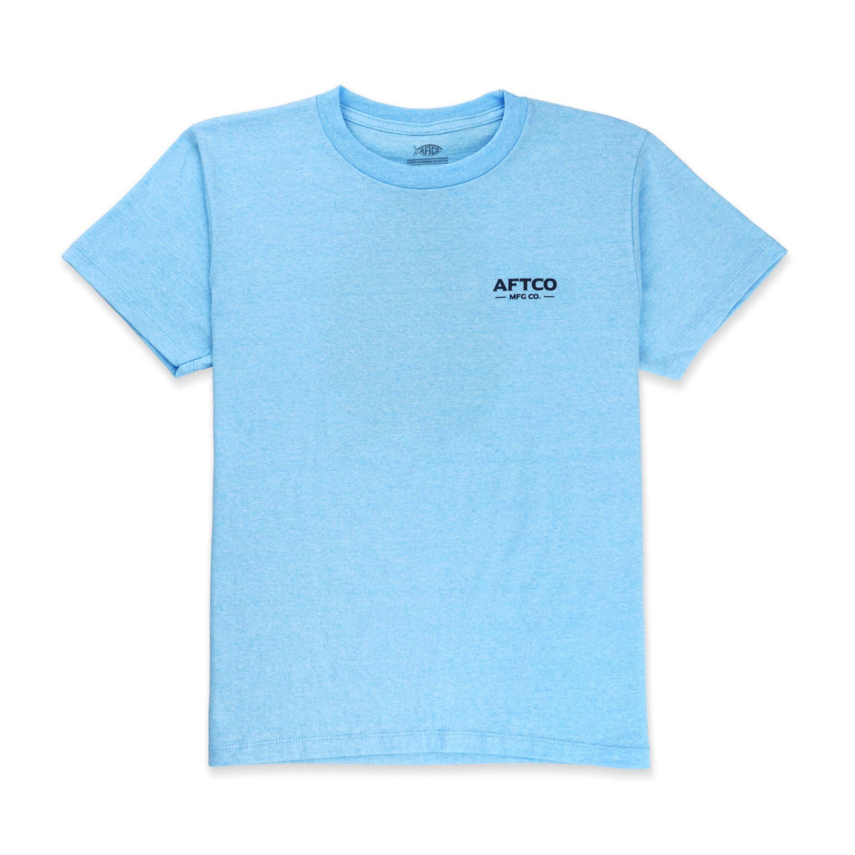 aftco Youth Fish Boat Short Sleeve T-Shirt in light blue