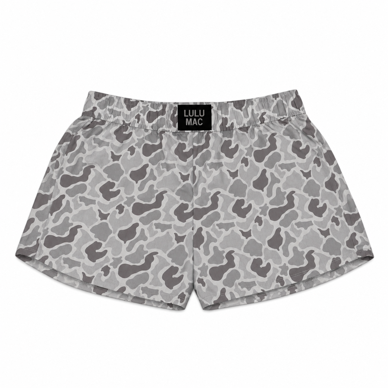 Lulu Mac Boxer Shorts in White and Grey Camo