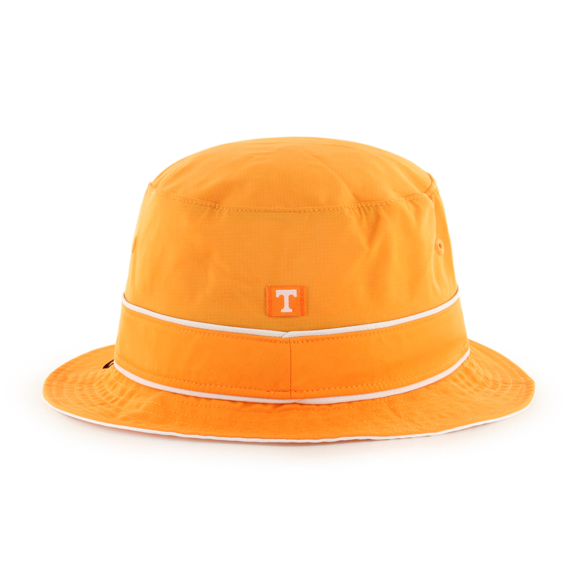 Tennessee Volunteers orange bucket hat with embroidered white "T" logo on the band and white trim accents around brim.