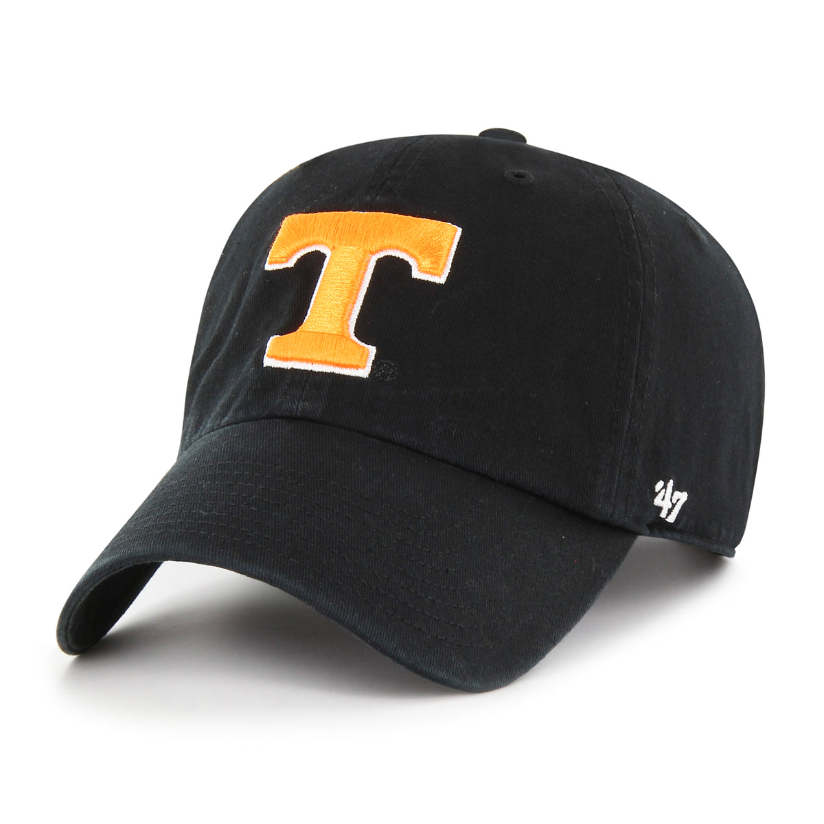 Tennessee Volunteers black hat with embroidered orange “T” logo on front and curved brim.