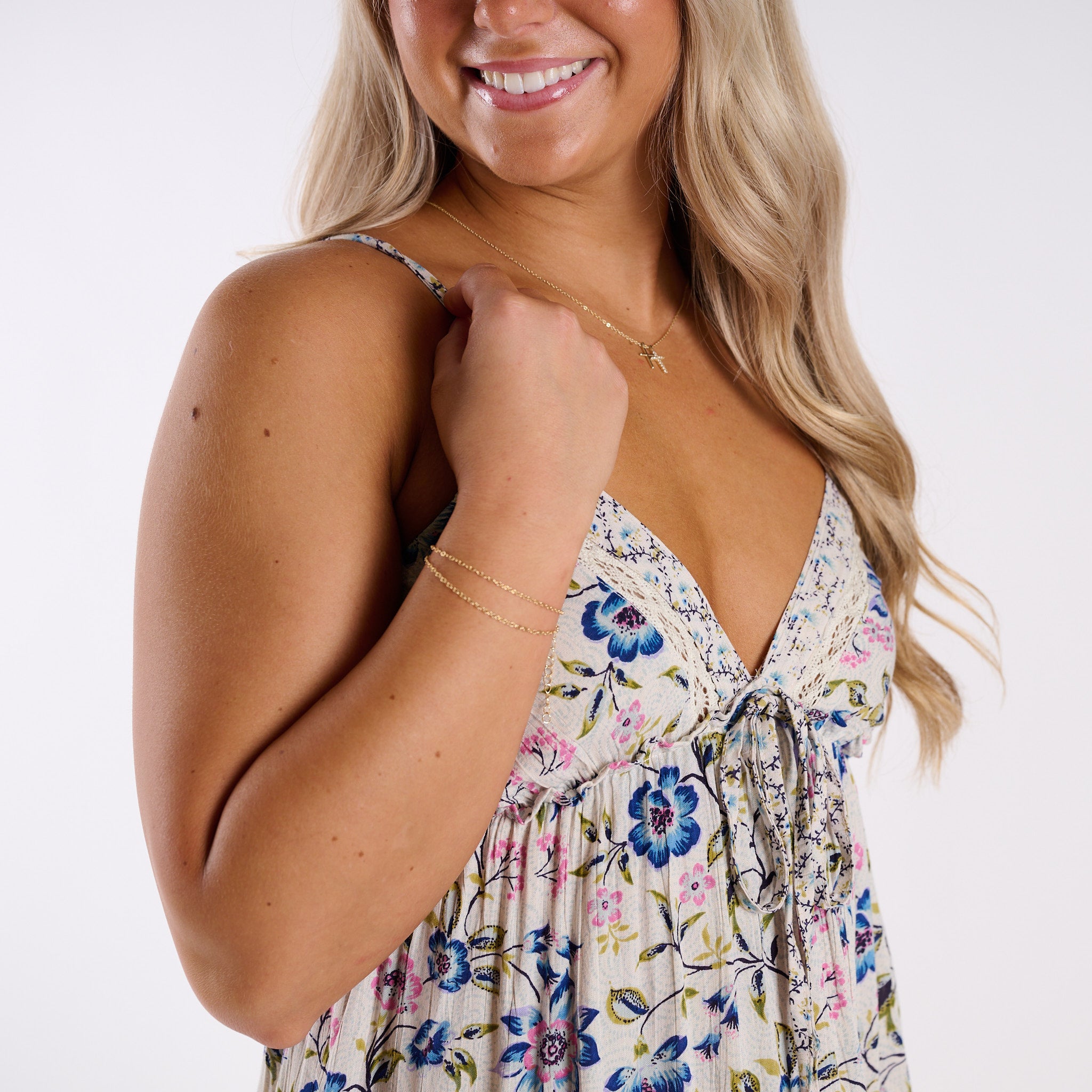 Wildflower Lace Trim Sleeveless Mini Dress