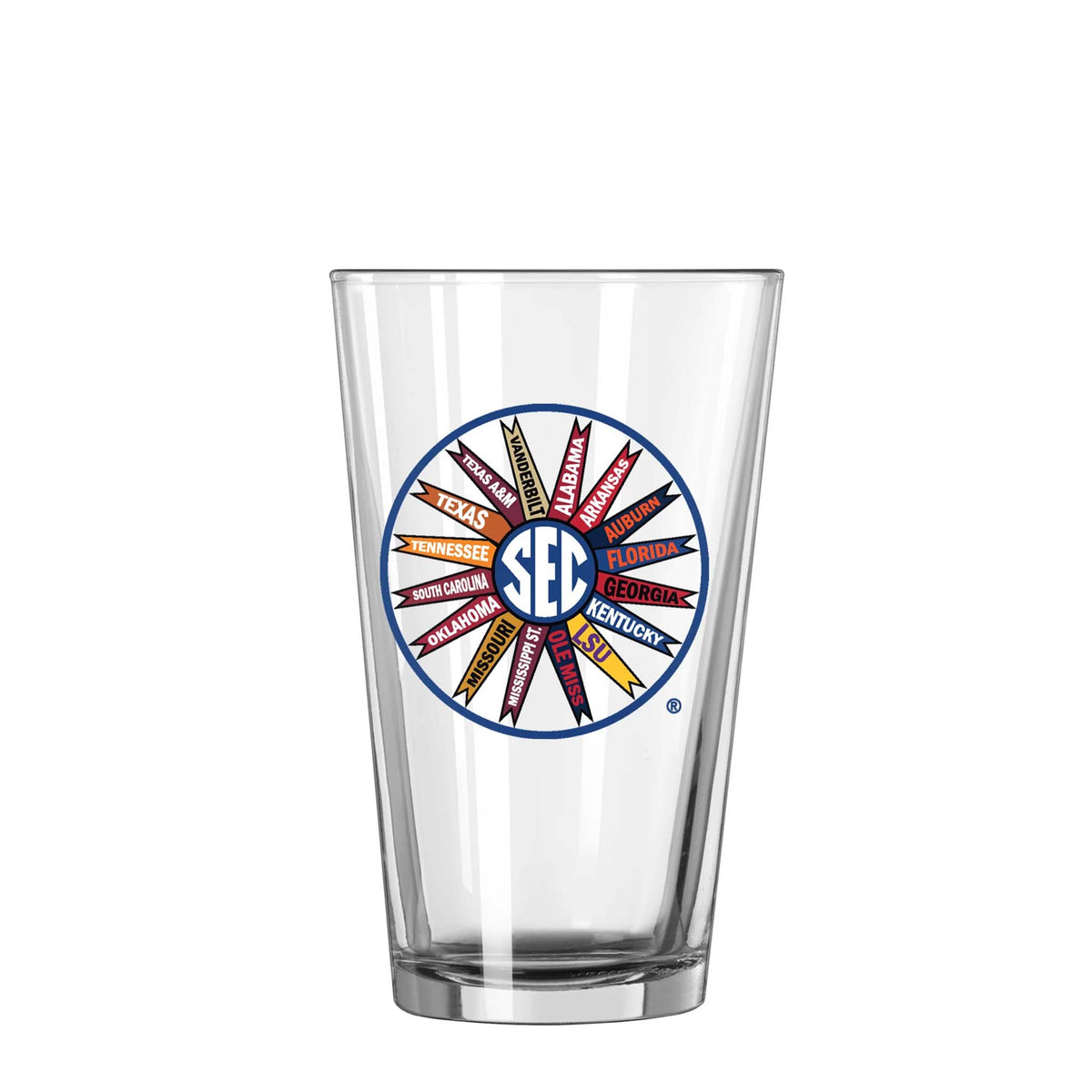 Clear glass with SEC logo on a white background