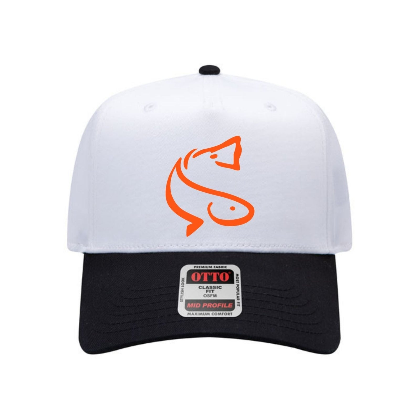 Charleston Angler Fish Emblem Trucker Hat in White and Black