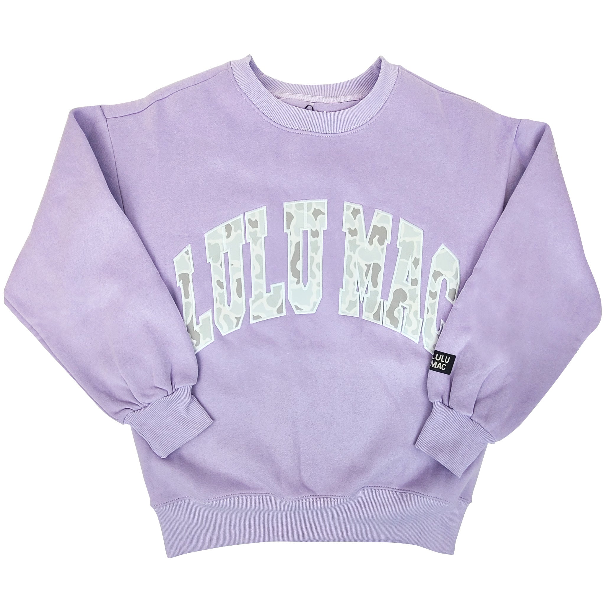 pois ポワmarshmallow pullover マュマロプルオーバー Lulu Mac Camo Embroidered Crew in Lavender | Palmetto Moon
