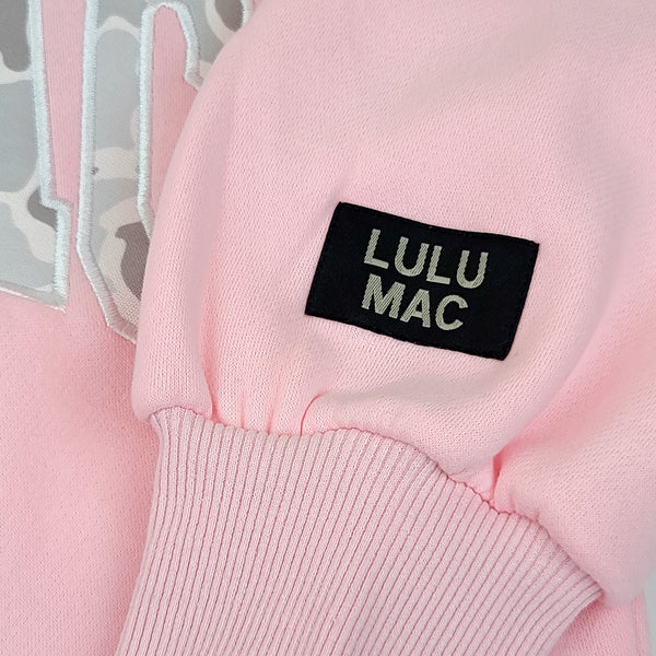 Lulu Mac Camo Embroidered Crew in Light Pink