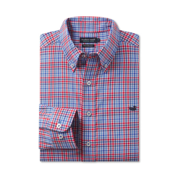 Blount Performance Dress Shirt in Navy and Red