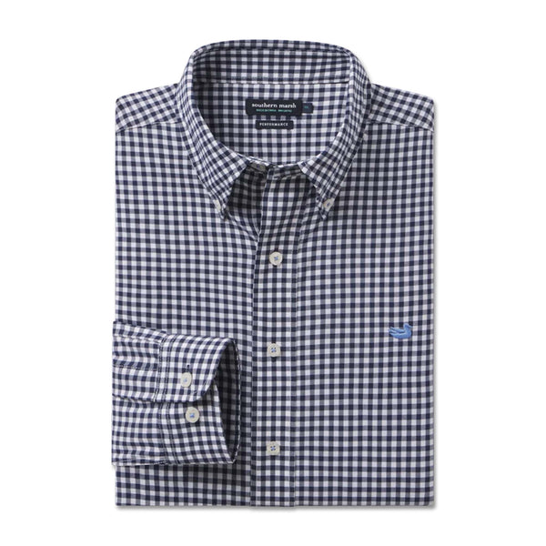 Brentwood Gingham Performance Dress Shirt in Navy