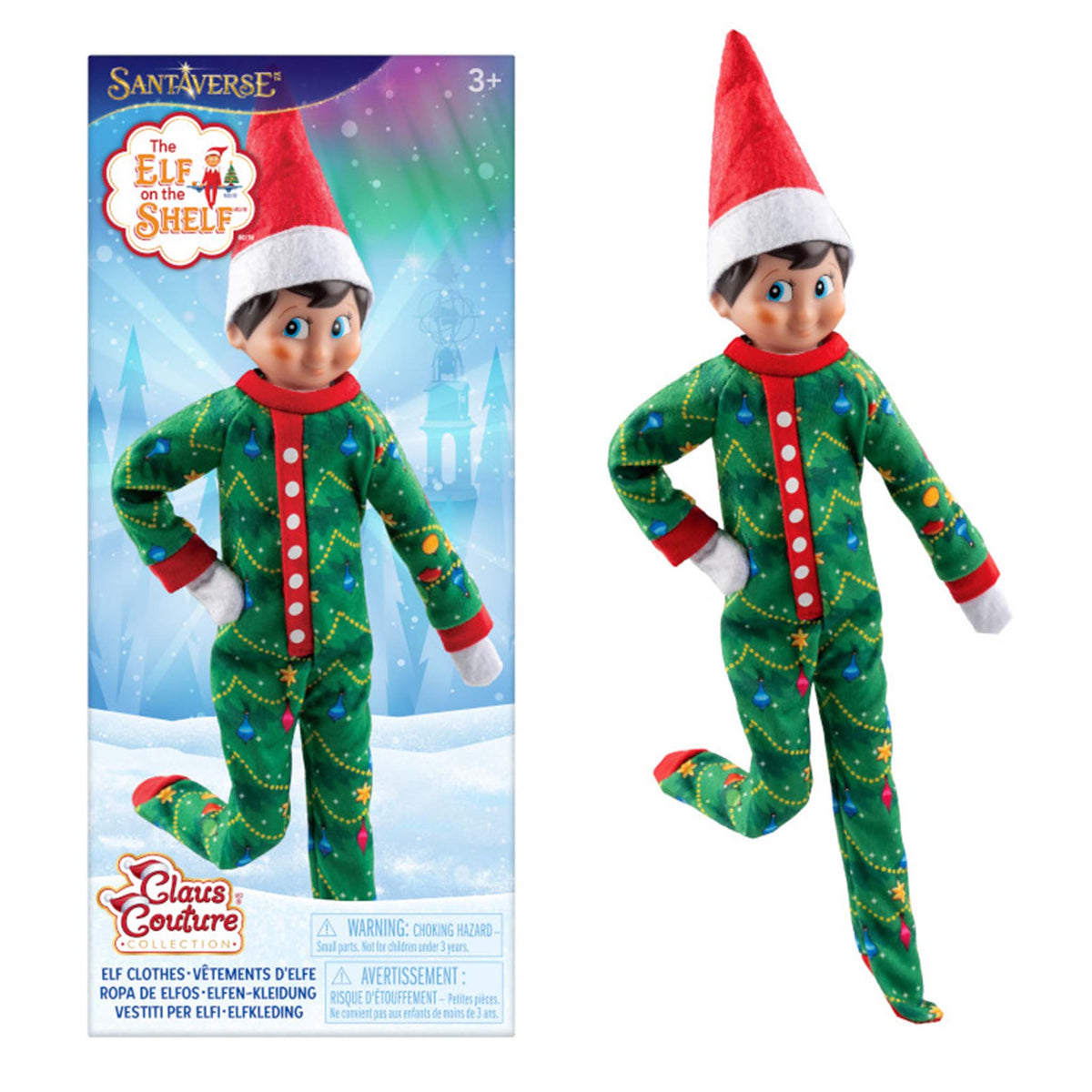 Elf on the Shelf doll with packaging on a white background