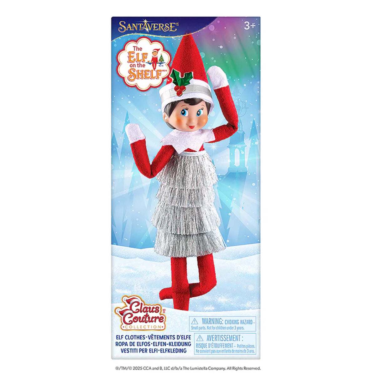 Elf on the Shelf doll in packaging with SantaVerse branding