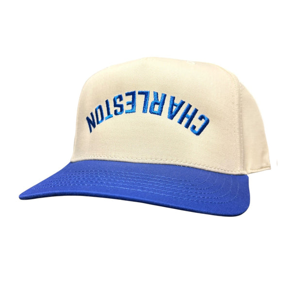 Charleston Upside Down Embroidered Trucker Hat in Royal Blue