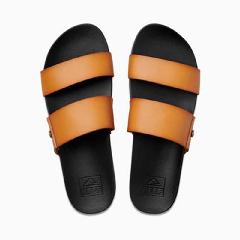 Women&#39;s Reef Cushion Vista Sandals in Cognac and Black