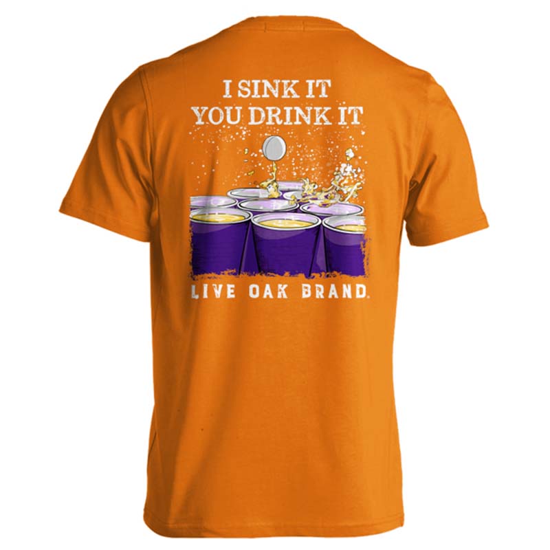 Beer Pong Short Sleeve T-Shirt in Orange and Purple